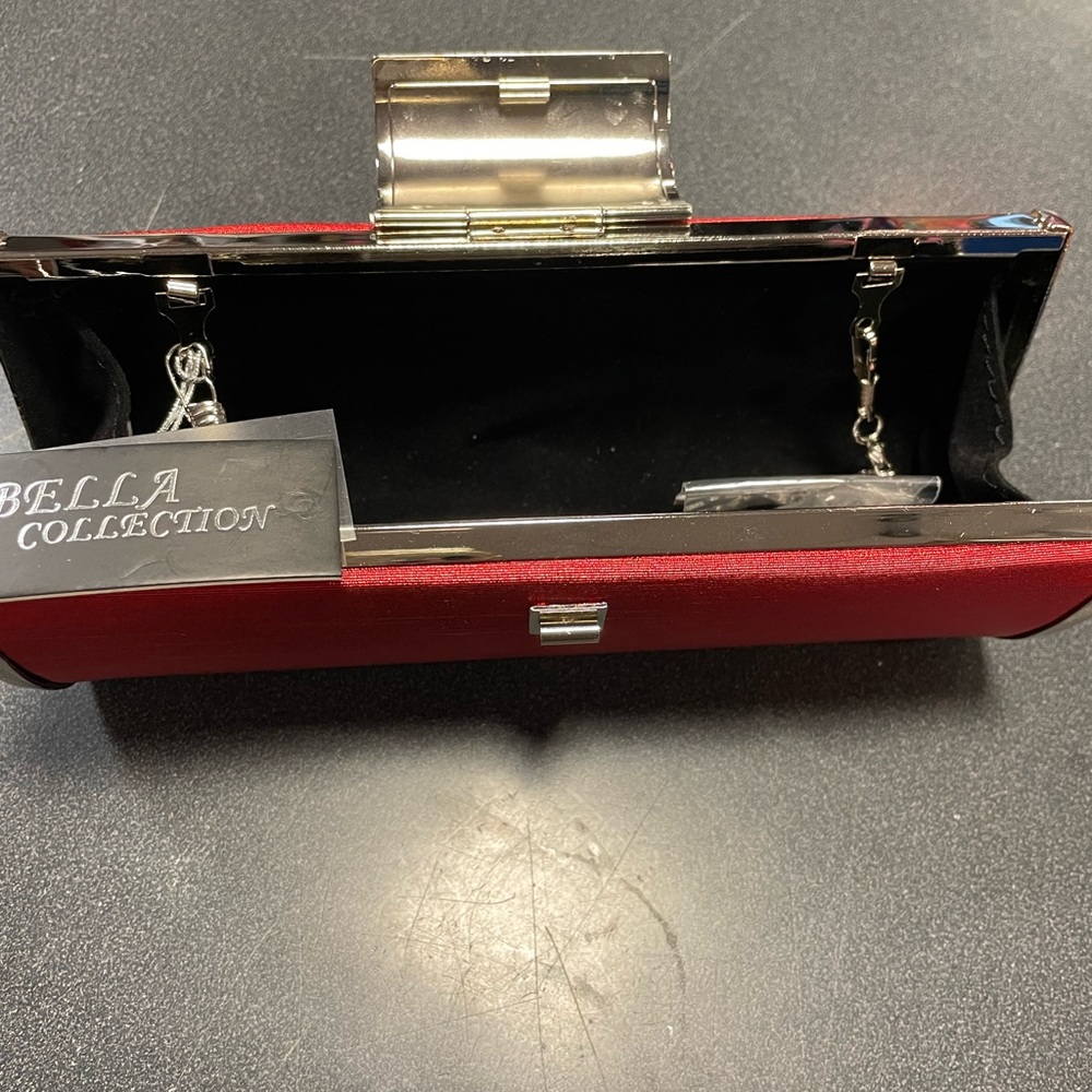 Satin Clutch with Rhinestone Latch - Picture 3 of 5